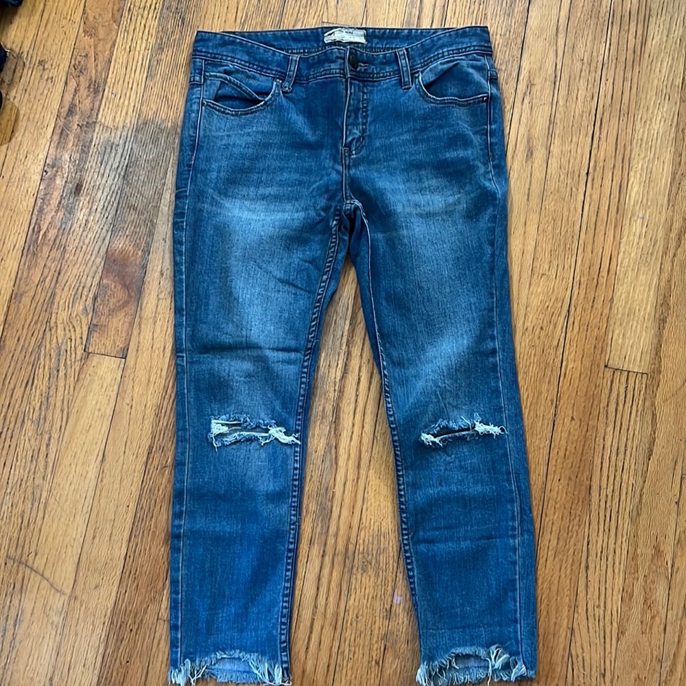 Free People Distressed Denim Capris